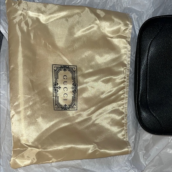 Gucci Black Leather Shoulder Bag with Gold Buckle - Picture 8 of 12